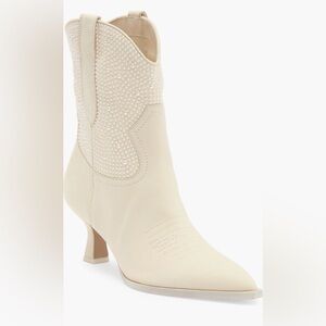 Dolce Vita Cream Angel Pearl pointed toe western boot